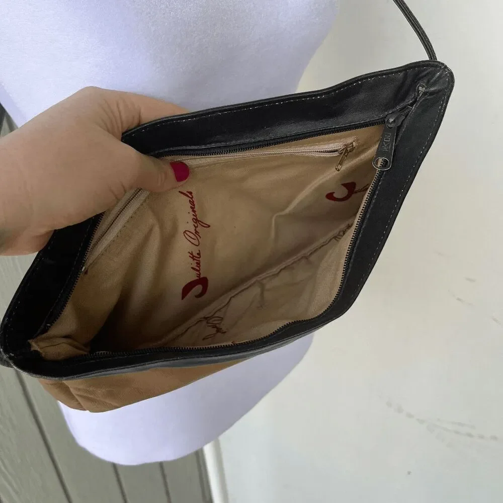 Vintage 70s Juliette Originals Leather Colorblock Crossbody Bag Purse - Picture 9 of 9